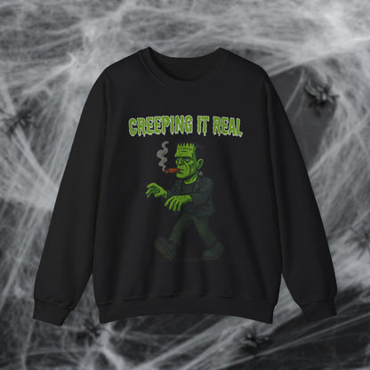 Halloween Cigar Frankenstein Creeping It Real Sweatshirt