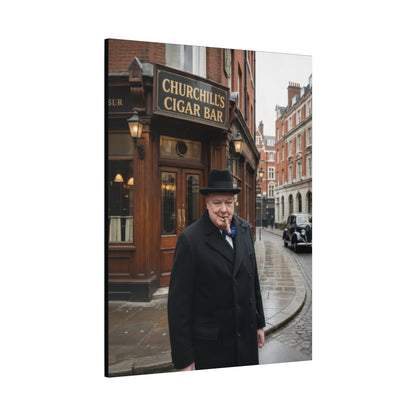 Winston Churchill Cigar Bar Canvas | Vintage British Cigar Lounge Wall Art