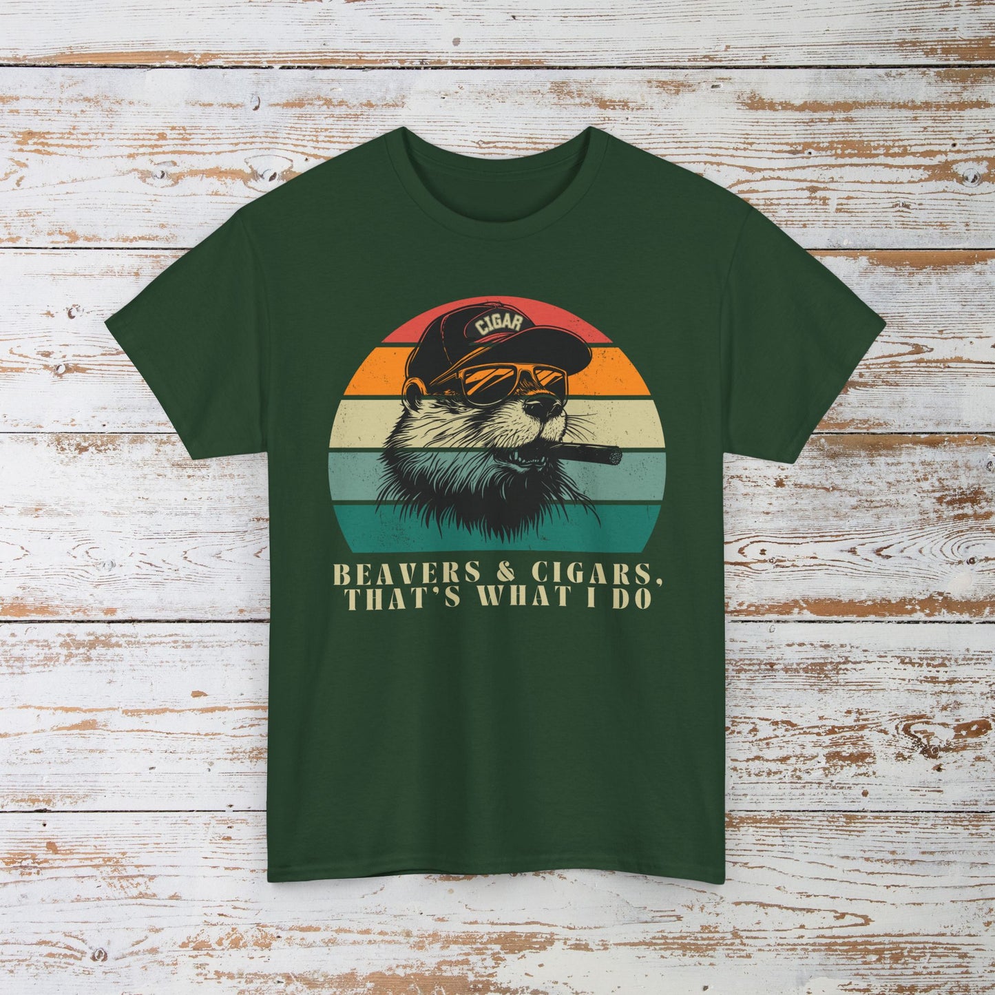 Funny Retro Beavers and Cigars T-Shirt