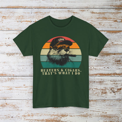 Funny Retro Beavers and Cigars T-Shirt