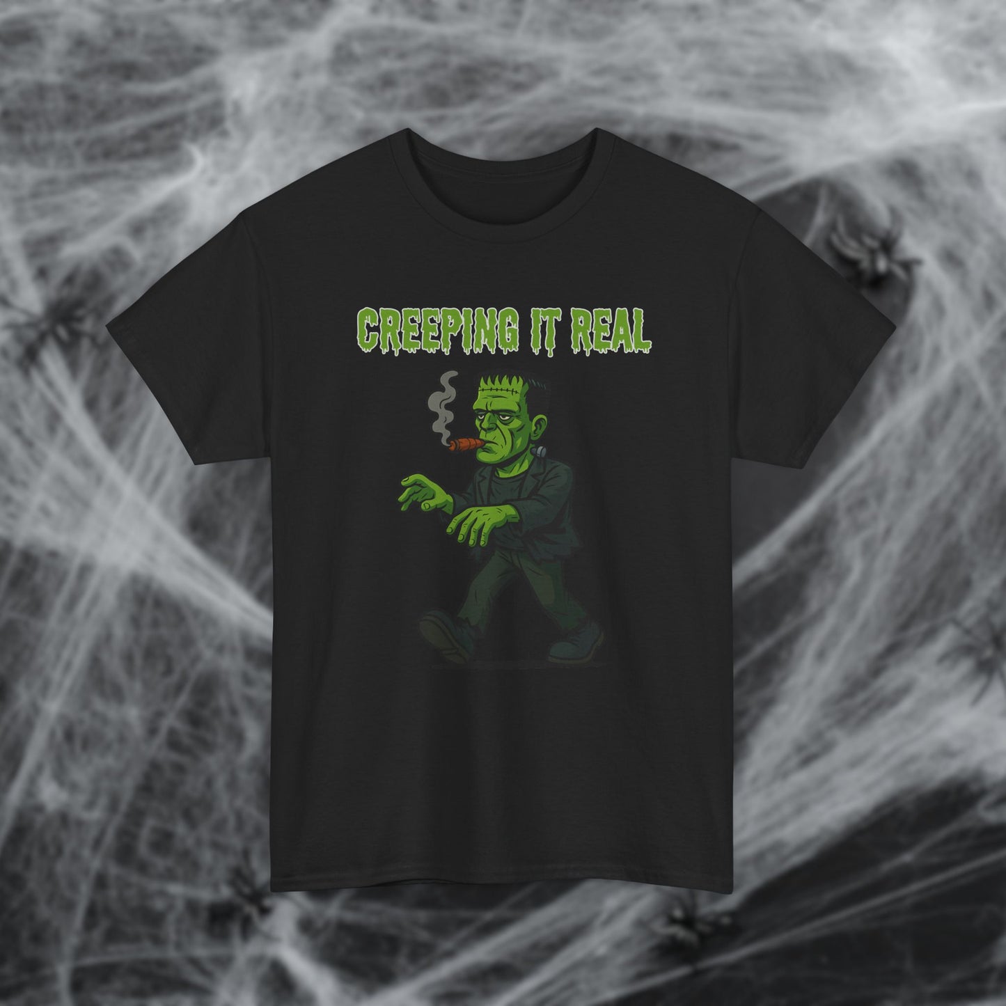 Halloween Cigar Frankenstein Creeping It Real T-Shirt