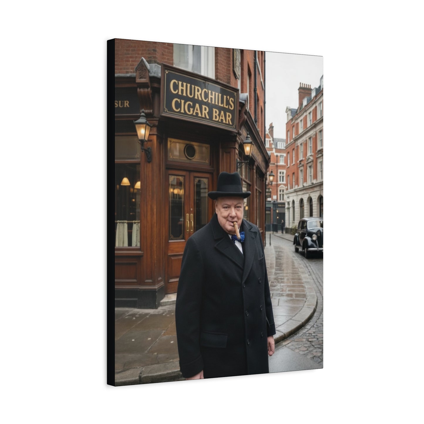 Winston Churchill Cigar Bar Canvas | Vintage British Cigar Lounge Wall Art