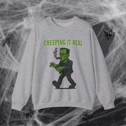 Halloween Cigar Frankenstein Creeping It Real Sweatshirt