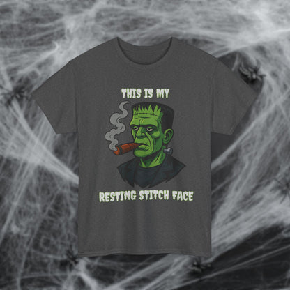 Cigar Frankenstein Halloween Resting Stitch Face T-Shirt