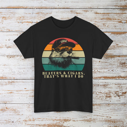 Funny Retro Beavers and Cigars T-Shirt