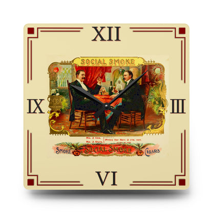 Social Smoke Cigar Box Label Clock