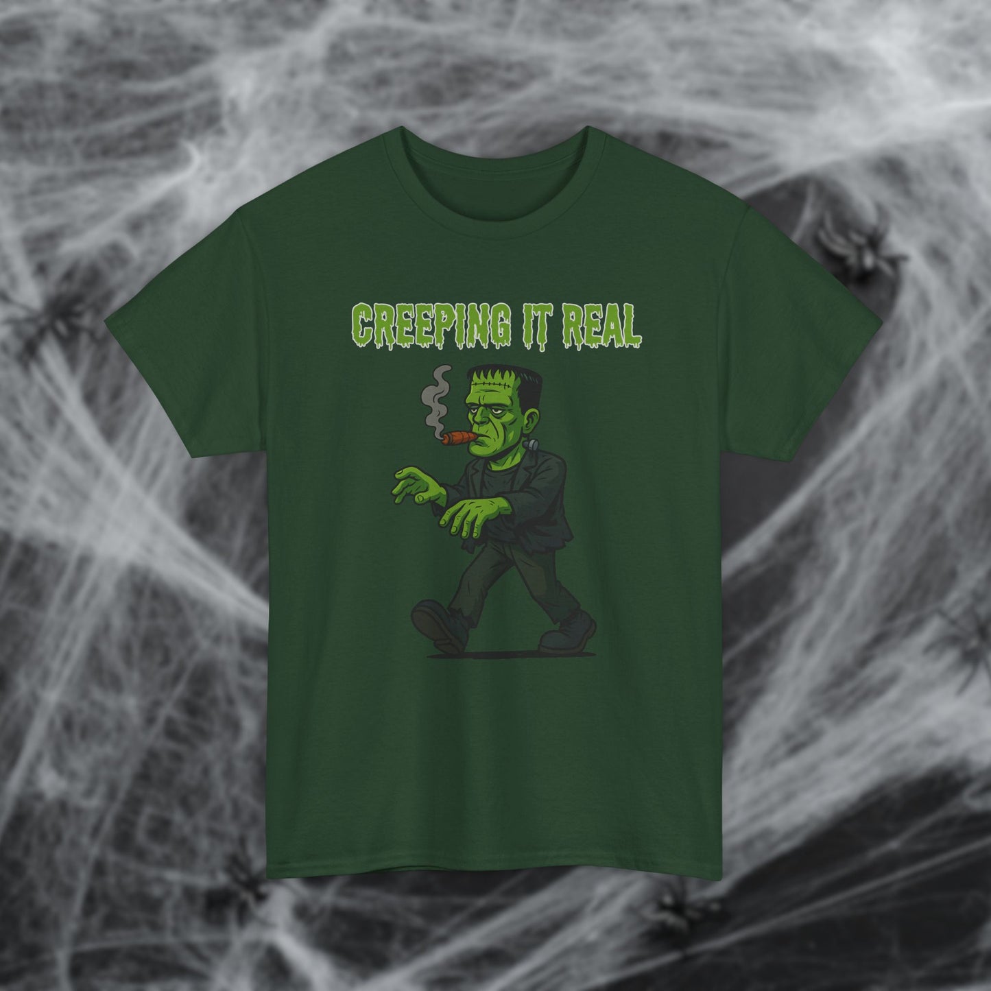 Halloween Cigar Frankenstein Creeping It Real T-Shirt