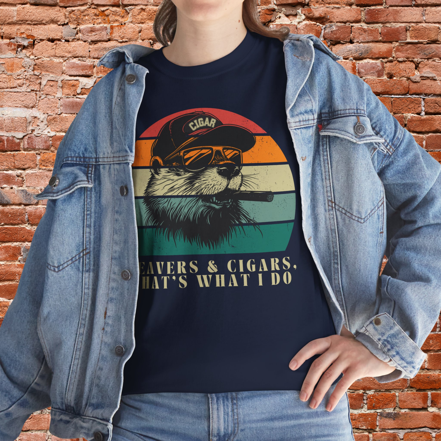 Funny Retro Beavers and Cigars T-Shirt