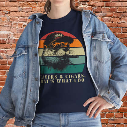 Funny Retro Beavers and Cigars T-Shirt