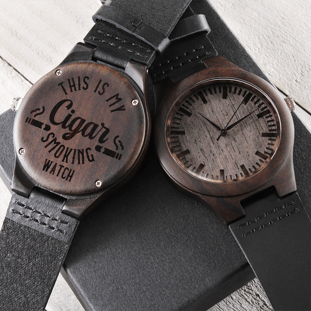 My Cigar Smoking Wood Watch | Engraved Sandalwood Watch by Cigar Style Co.