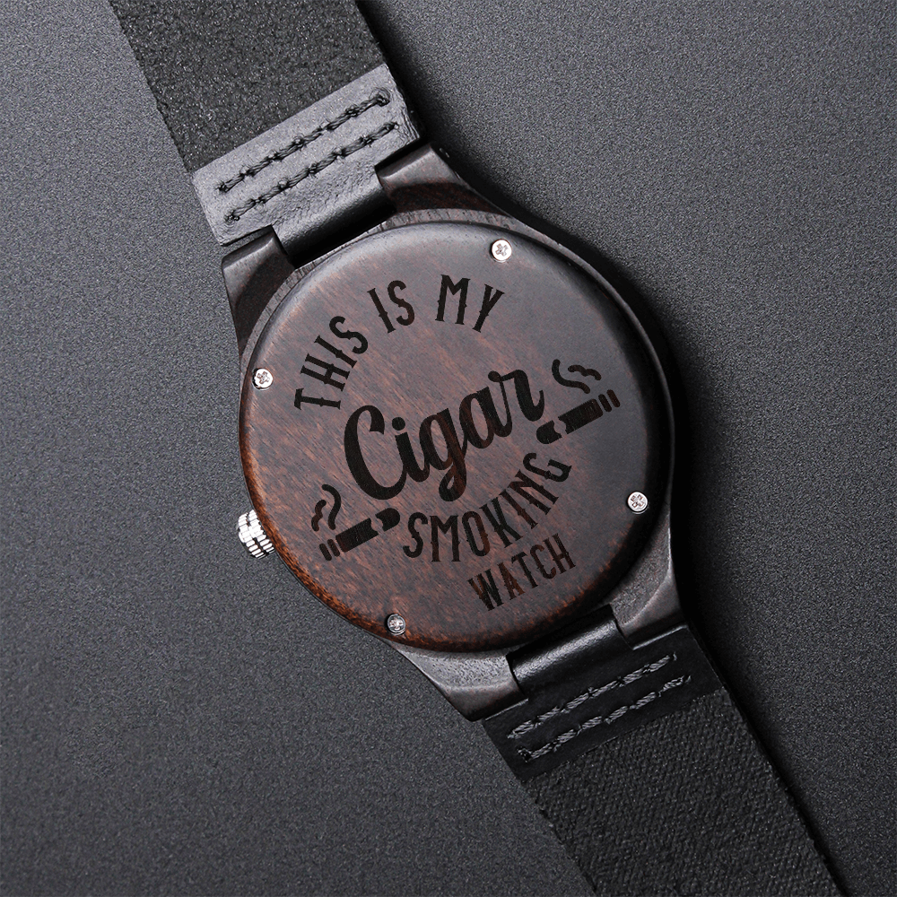 My Cigar Smoking Wood Watch | Engraved Sandalwood Watch by Cigar Style Co.