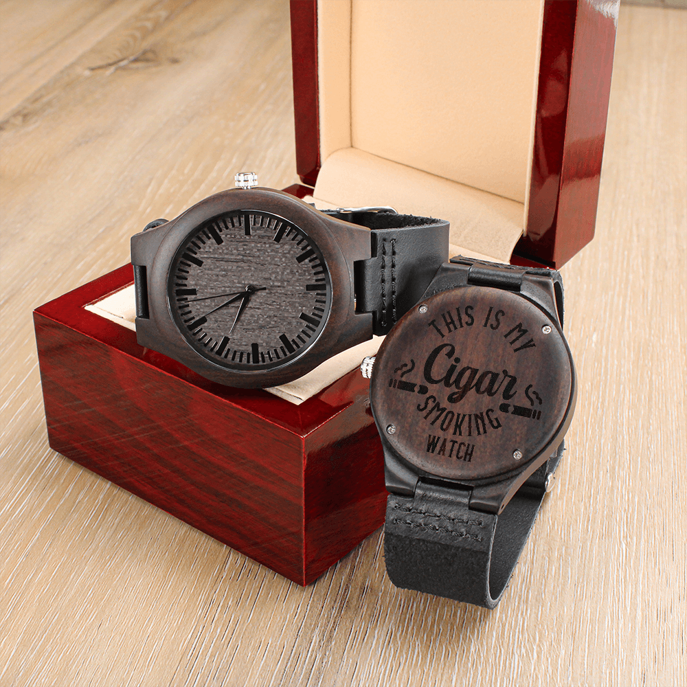 My Cigar Smoking Wood Watch | Engraved Sandalwood Watch by Cigar Style Co.