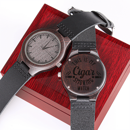 My Cigar Smoking Wood Watch | Engraved Sandalwood Watch by Cigar Style Co.