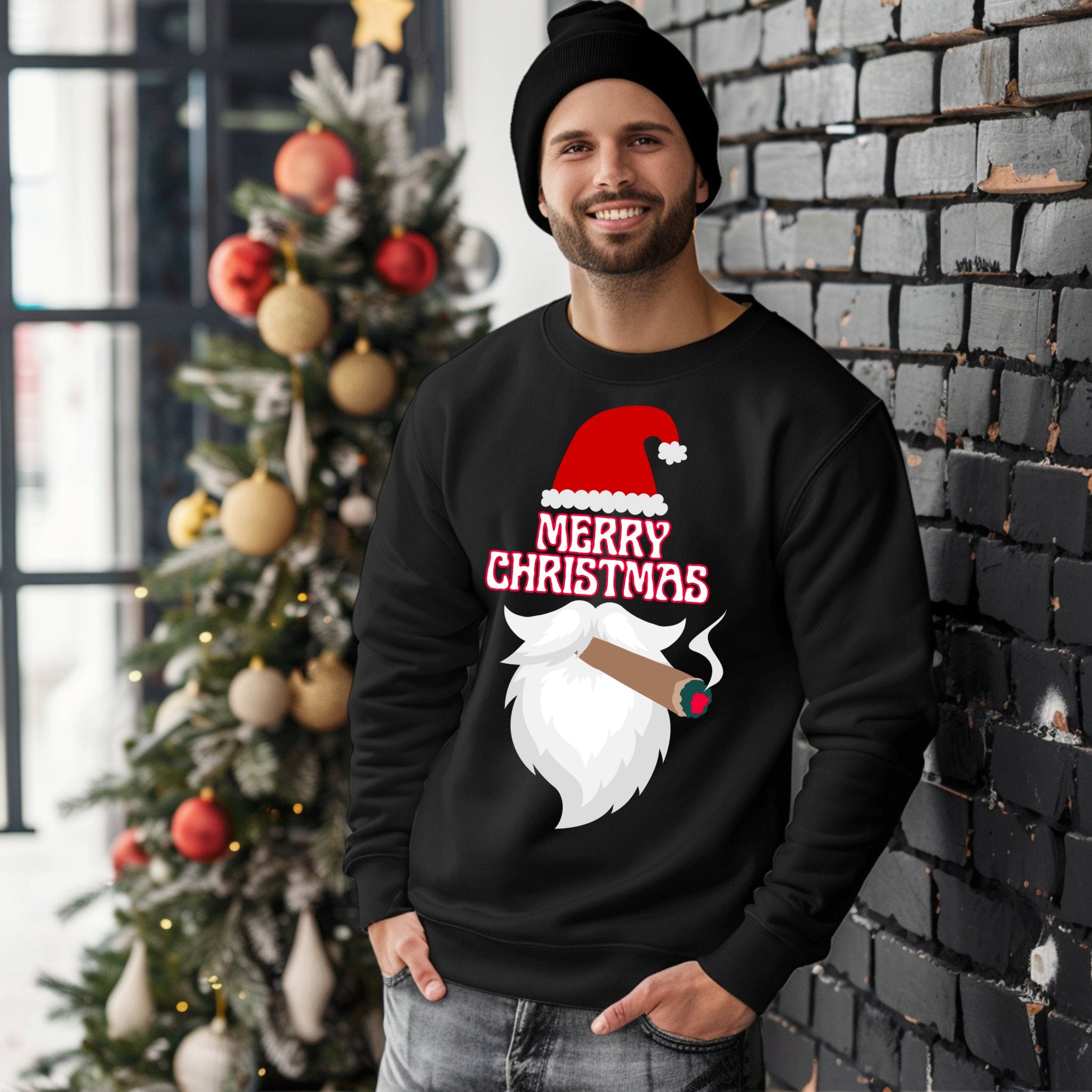Christmas Cigar Santa Sweatshirt - Unisex Heavy Blend Crewneck - Cigar Style Co.