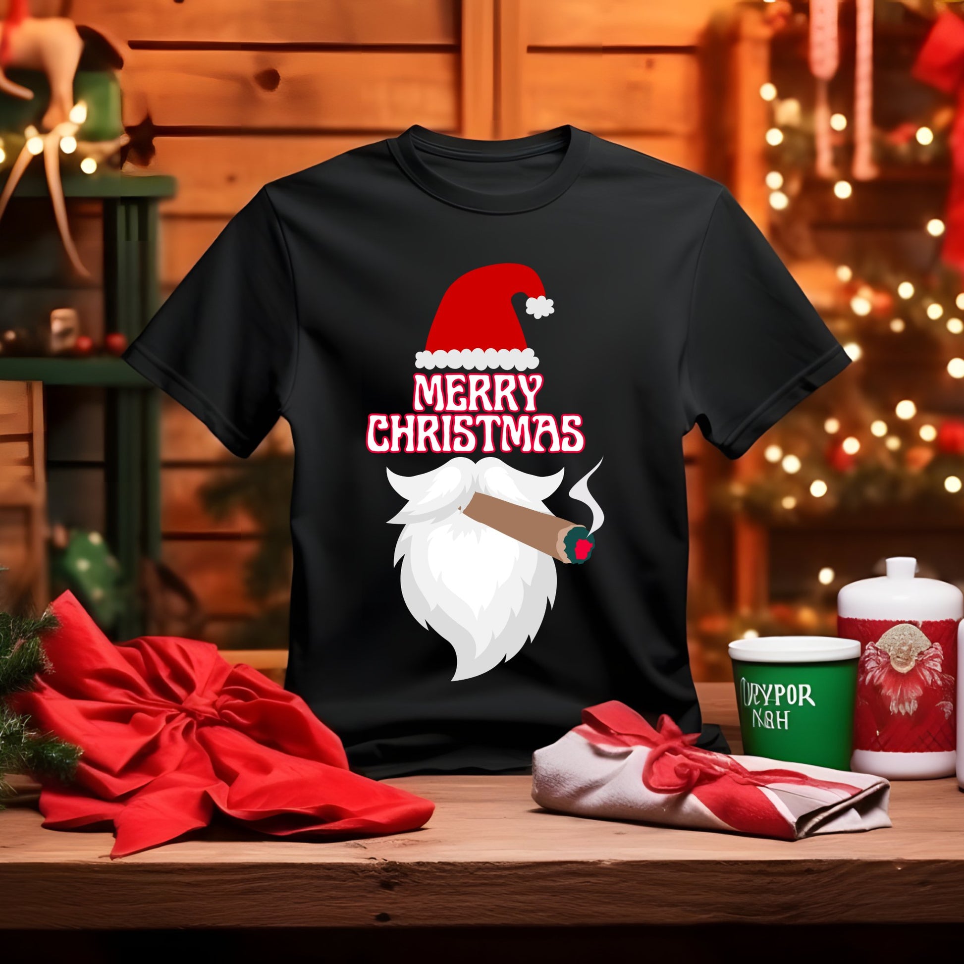 Christmas Cigar Santa T-Shirt - Cigar Style Co.