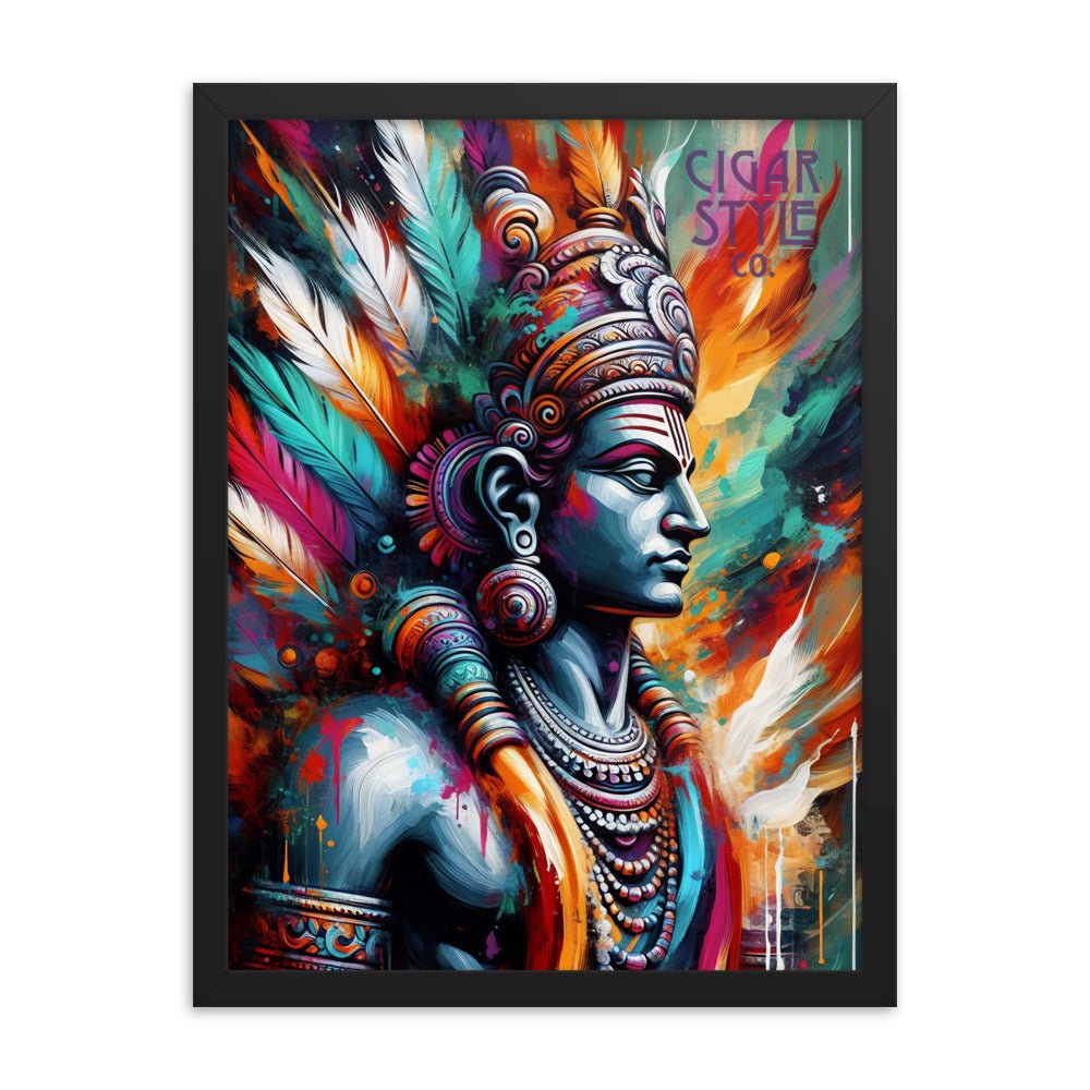 Cigar Indian Warrior Framed Posted - Cigar Style Wall Art - Cigar Style Co.