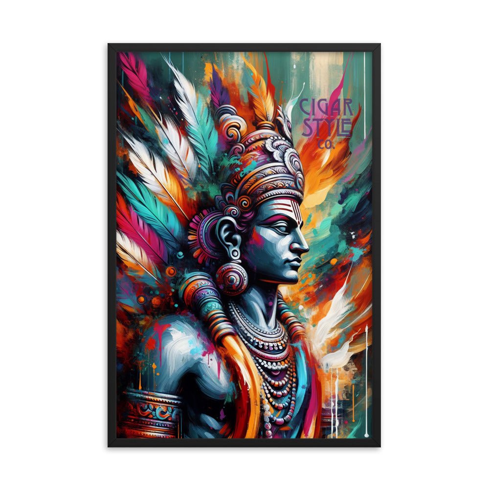 Cigar Indian Warrior Framed Posted - Cigar Style Wall Art - Cigar Style Co.