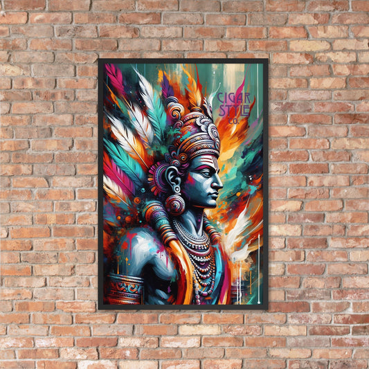 Cigar Indian Warrior Framed Posted - Cigar Style Wall Art - Cigar Style Co.