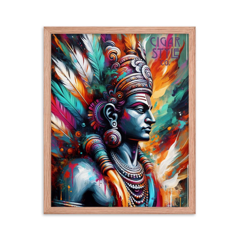 Cigar Indian Warrior Framed Posted - Cigar Style Wall Art - Cigar Style Co.