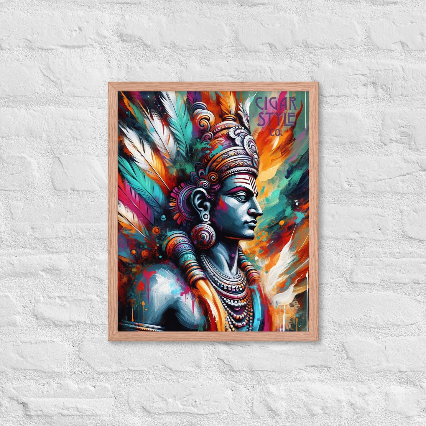 Cigar Indian Warrior Framed Posted - Cigar Style Wall Art - Cigar Style Co.