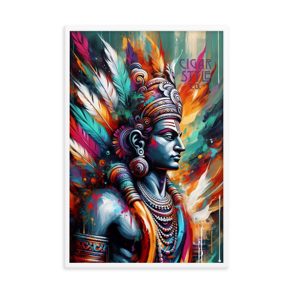 Cigar Indian Warrior Framed Posted - Cigar Style Wall Art - Cigar Style Co.