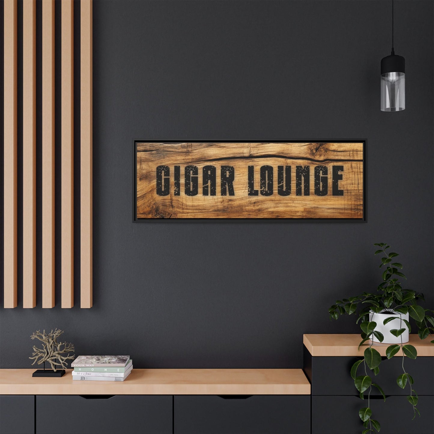 Cigar Lounge Framed Canvas Vintage Wood - Cigar Style Co.