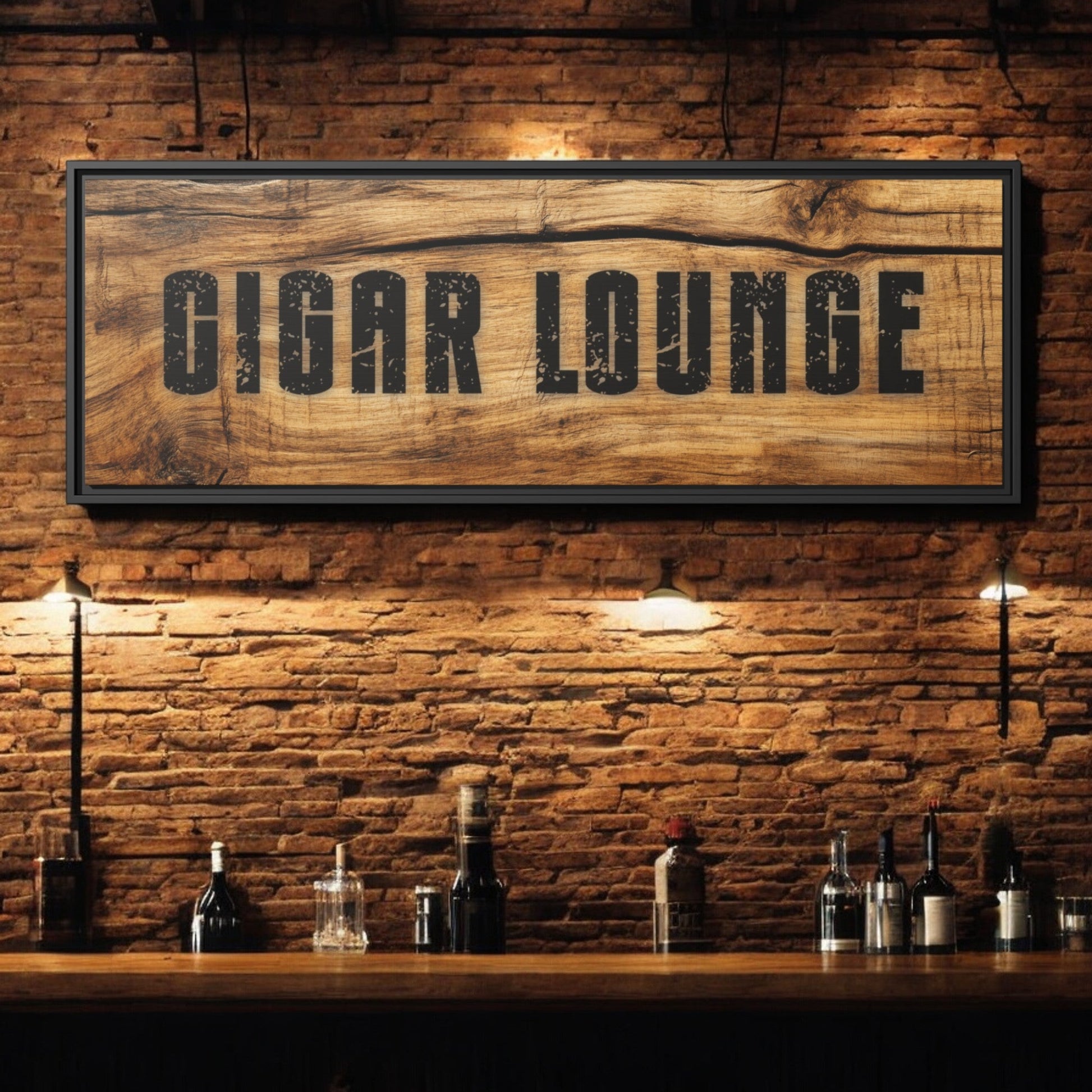 Cigar Lounge Framed Canvas Vintage Wood - Cigar Style Co.