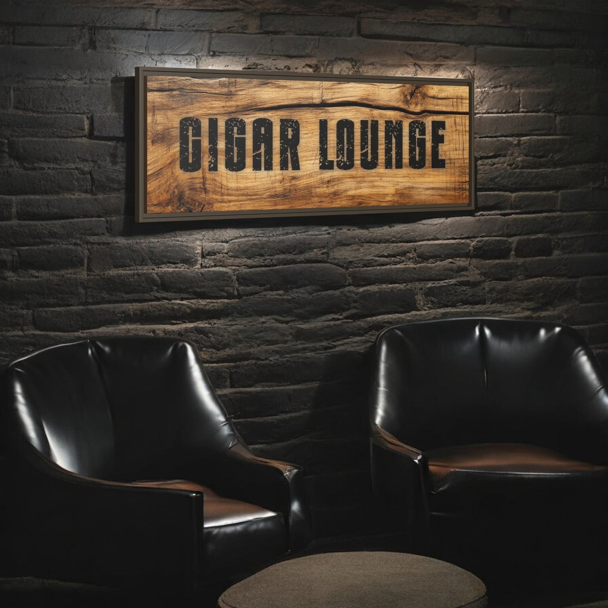 Cigar Lounge Framed Canvas Vintage Wood - Cigar Style Co.