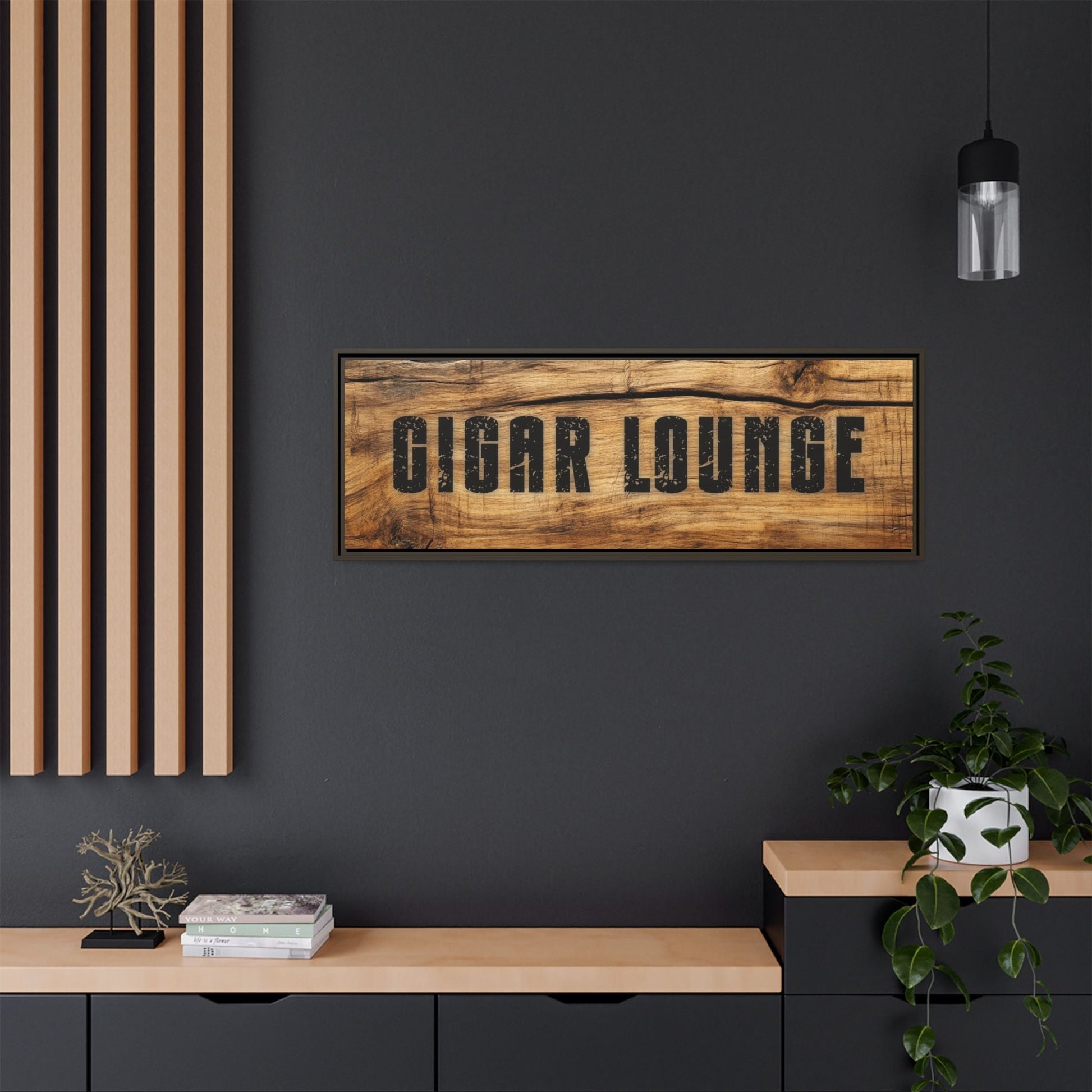 Cigar Lounge Framed Canvas Vintage Wood - Cigar Style Co.