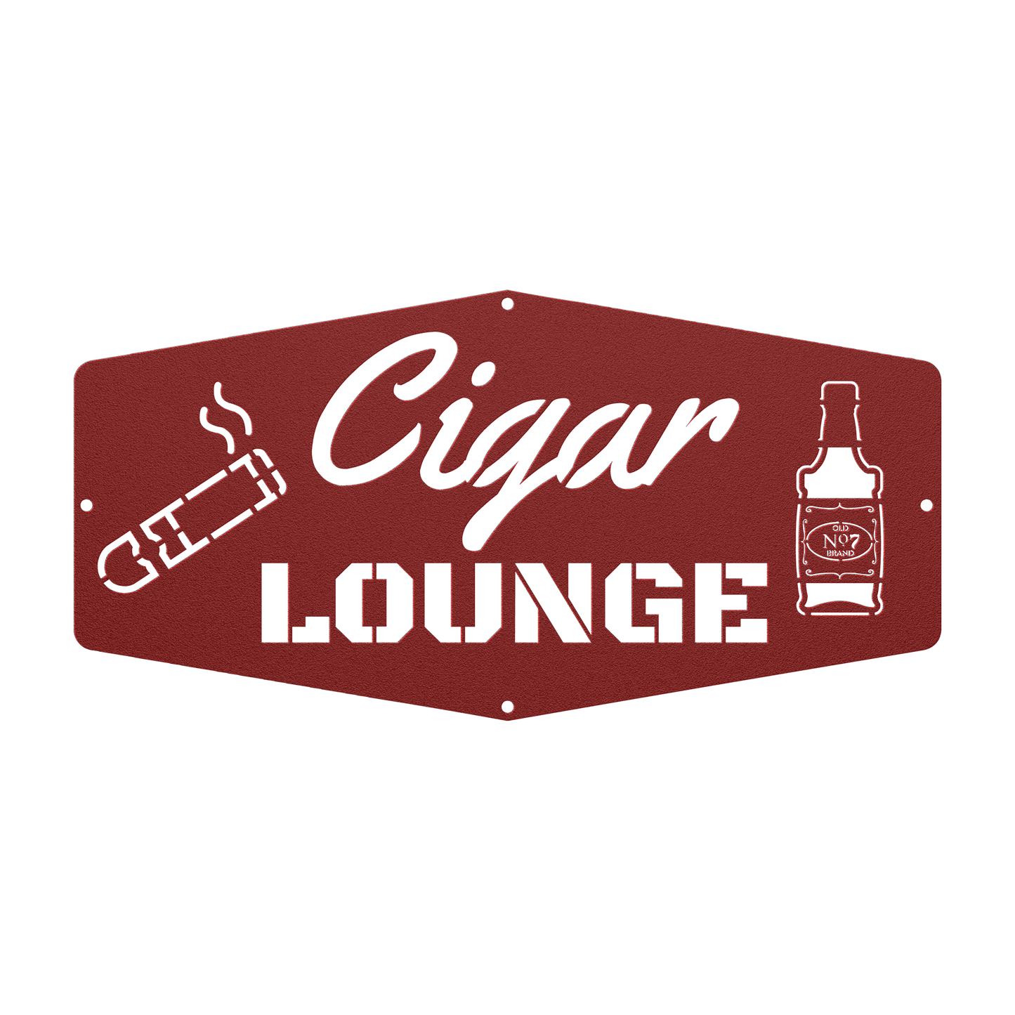 Cigar Lounge Metal Sign, Whiskey Room Wall Art, Bourbon Bar Artwork, Man Cave Decor, Home Bar Hanging Signs, Gift For Him - Cigar Style Co.