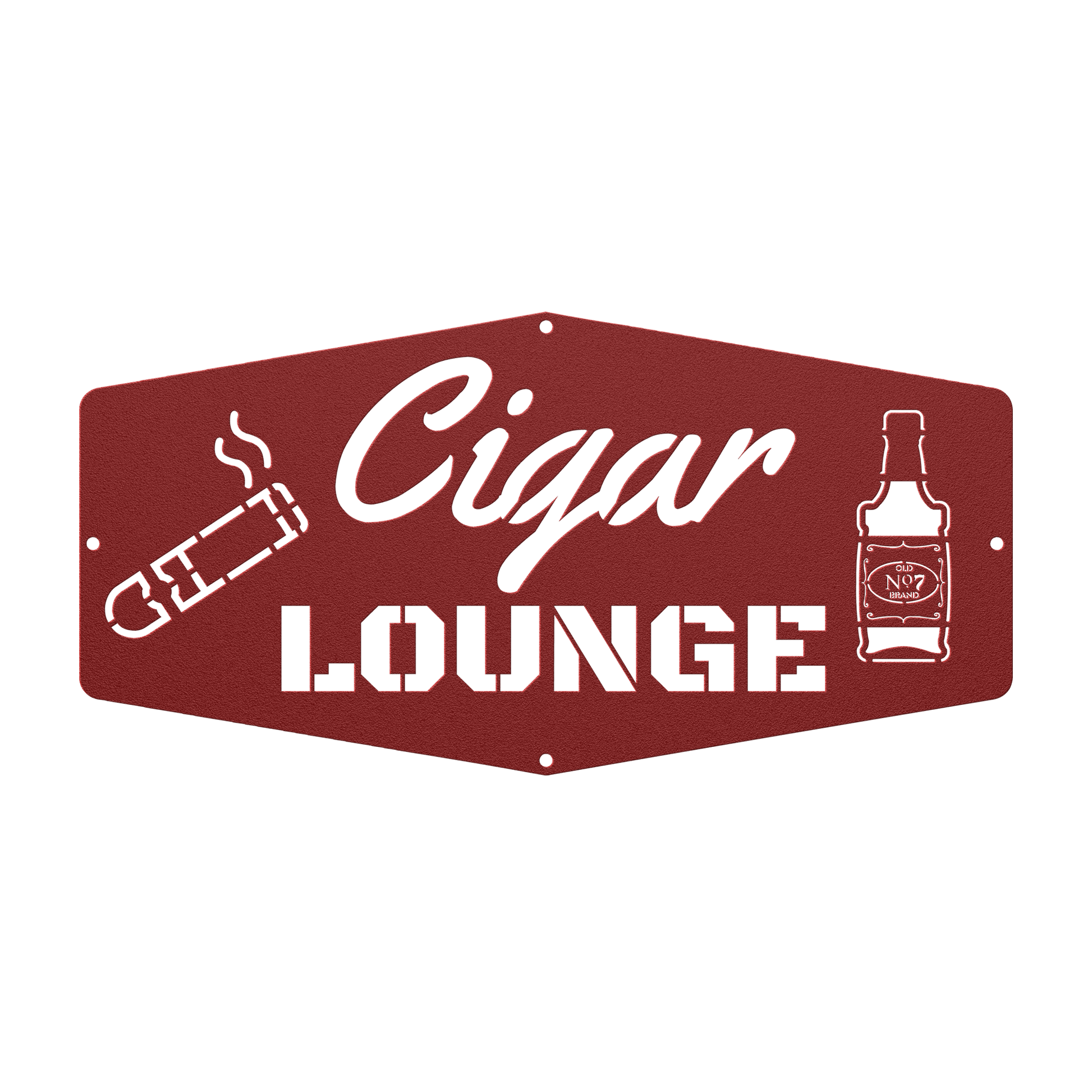 Cigar Lounge Metal Sign, Whiskey Room Wall Art, Bourbon Bar Artwork, Man Cave Decor, Home Bar Hanging Signs, Gift For Him - Cigar Style Co.