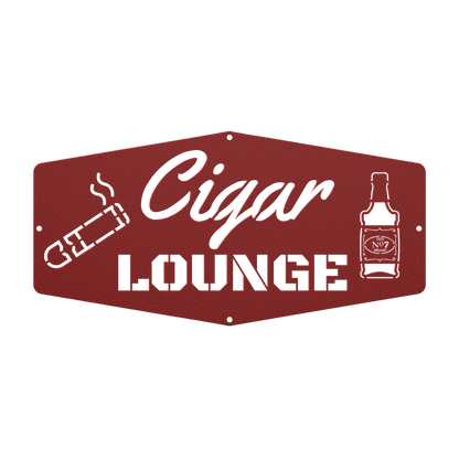 Cigar Lounge Metal Sign, Whiskey Room Wall Art, Bourbon Bar Artwork, Man Cave Decor, Home Bar Hanging Signs, Gift For Him - Cigar Style Co.