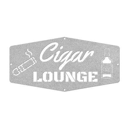Cigar Lounge Metal Sign, Whiskey Room Wall Art, Bourbon Bar Artwork, Man Cave Decor, Home Bar Hanging Signs, Gift For Him - Cigar Style Co.