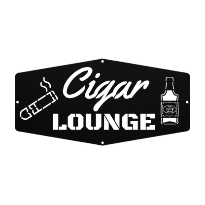 Cigar Lounge Metal Sign, Whiskey Room Wall Art, Bourbon Bar Artwork, Man Cave Decor, Home Bar Hanging Signs, Gift For Him - Cigar Style Co.