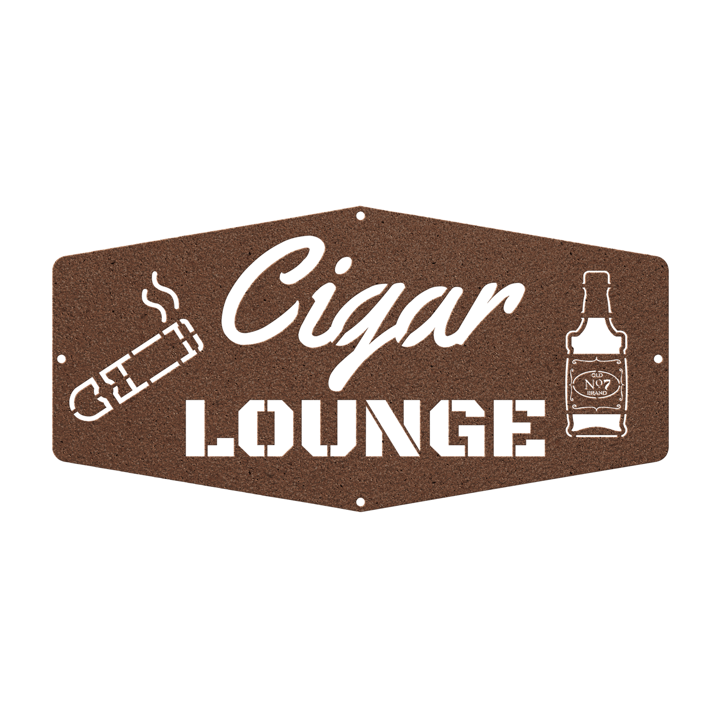 Cigar Lounge Metal Sign, Whiskey Room Wall Art, Bourbon Bar Artwork, Man Cave Decor, Home Bar Hanging Signs, Gift For Him - Cigar Style Co.