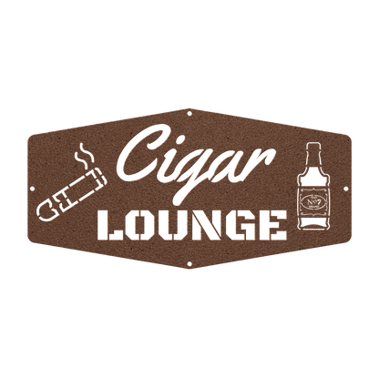 Cigar Lounge Metal Sign, Whiskey Room Wall Art, Bourbon Bar Artwork, Man Cave Decor, Home Bar Hanging Signs, Gift For Him - Cigar Style Co.