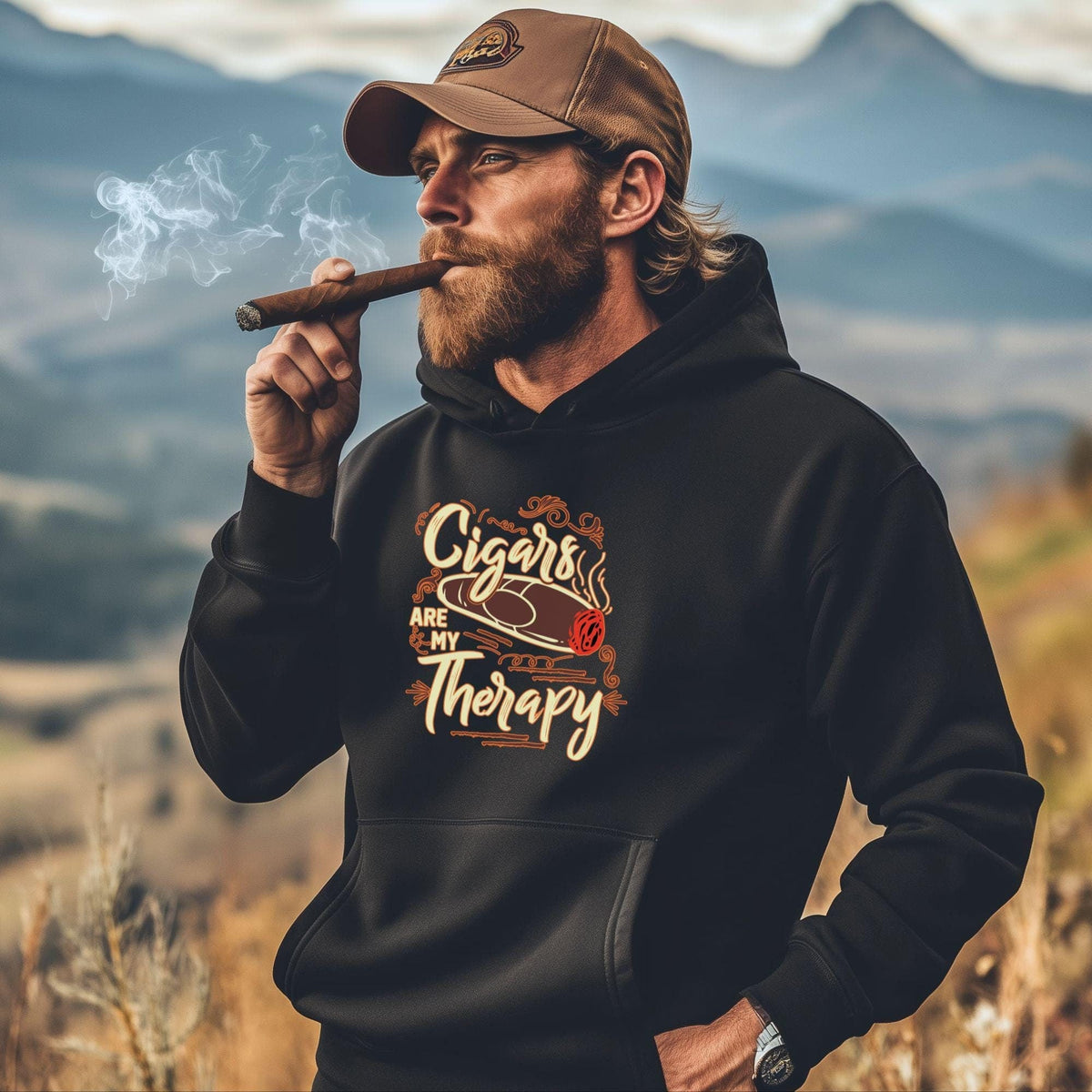 Cigars Are My Therapy Hoodie - Cigar Style Co.