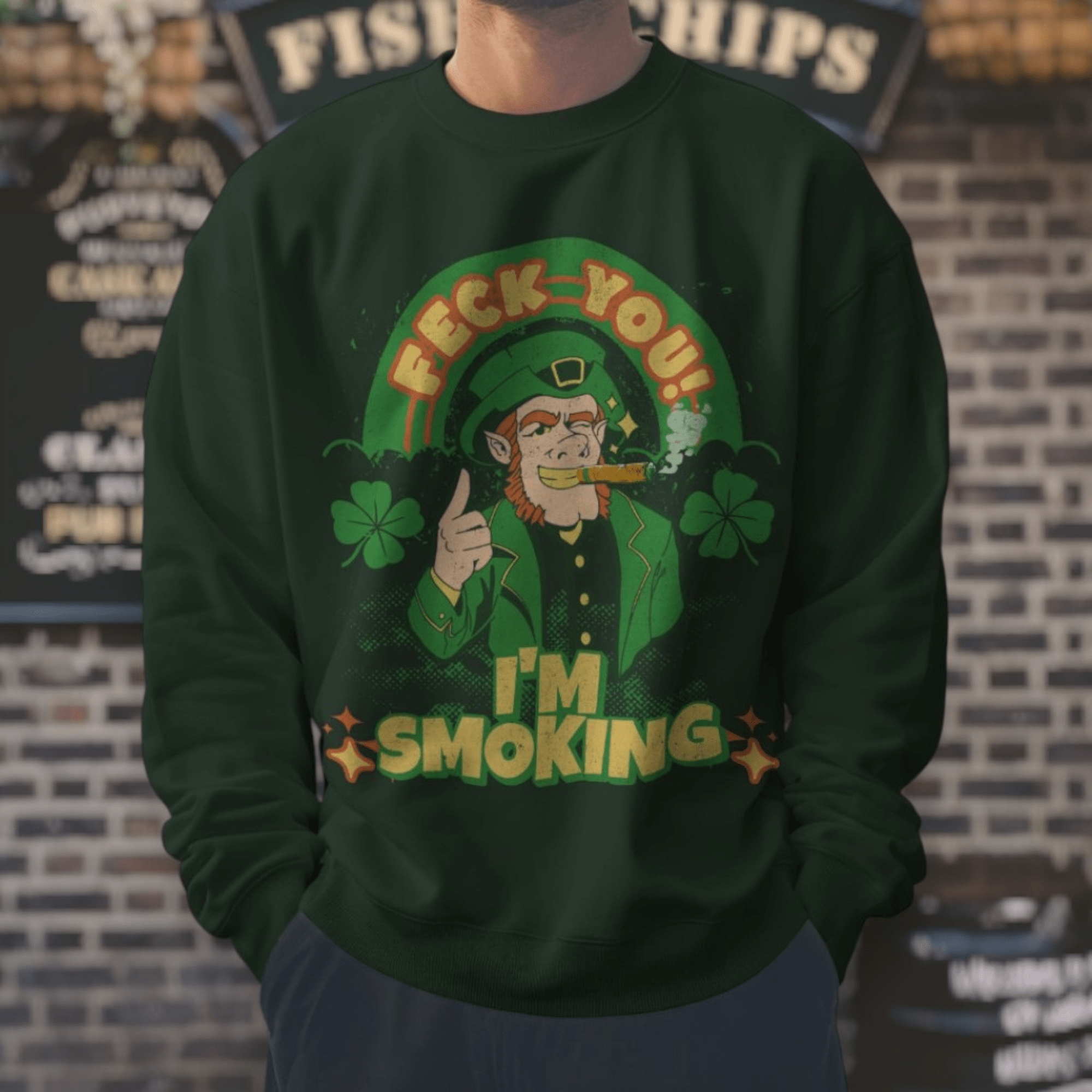 Irish Cigar Smoking Sweatshirt - Cigar Style Co.