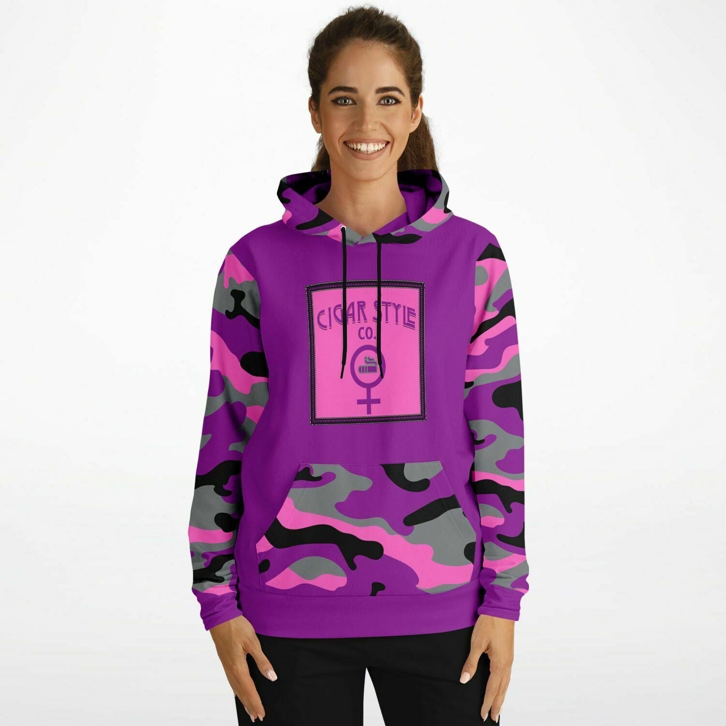 Ladies Pink Camo Hoodie - Cigar Style Hoodies - Cigar Style Co.