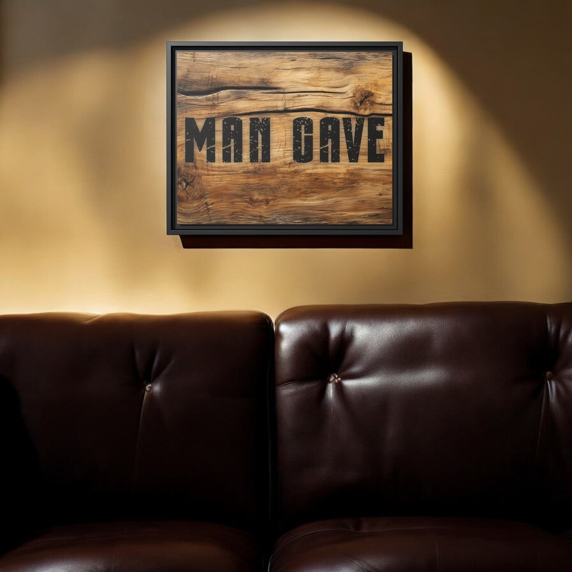 Man Cave Wood Design Framed Canvas - Cigar Style Co.