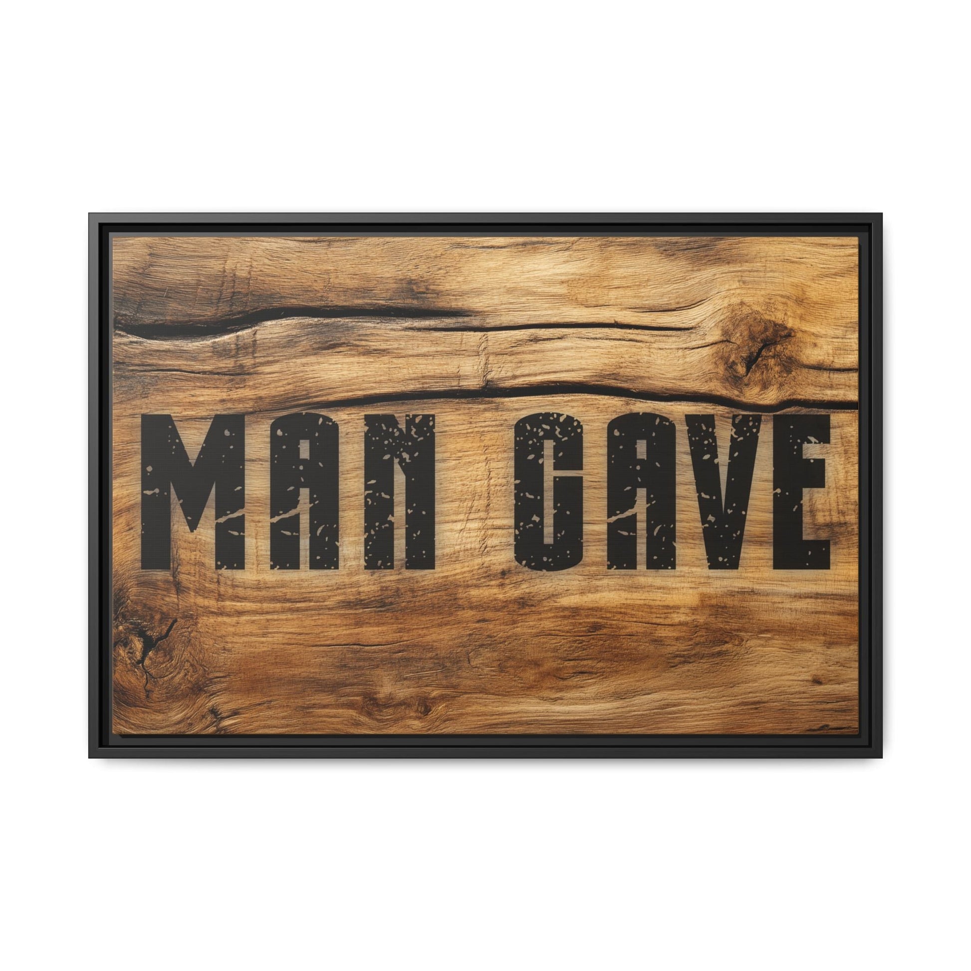 Man Cave Wood Design Framed Canvas - Cigar Style Co.