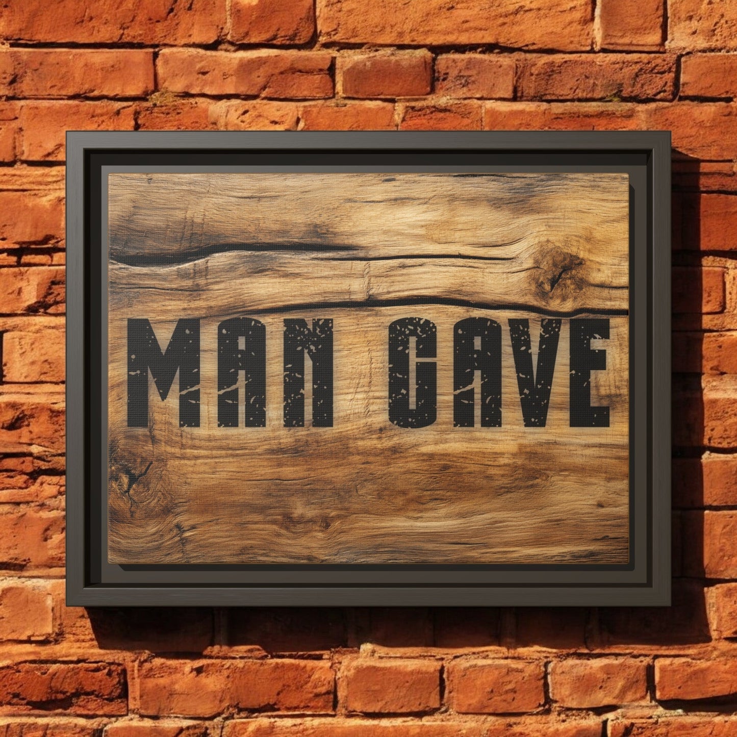 Man Cave Wood Design Framed Canvas - Cigar Style Co.