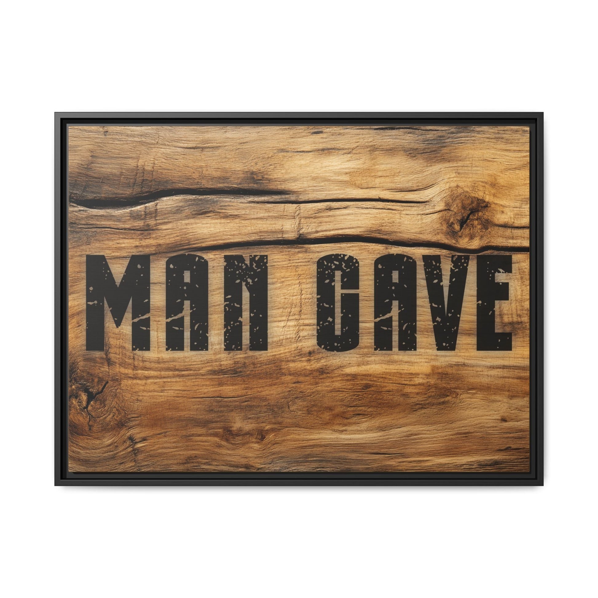 Man Cave Wood Design Framed Canvas - Cigar Style Co.