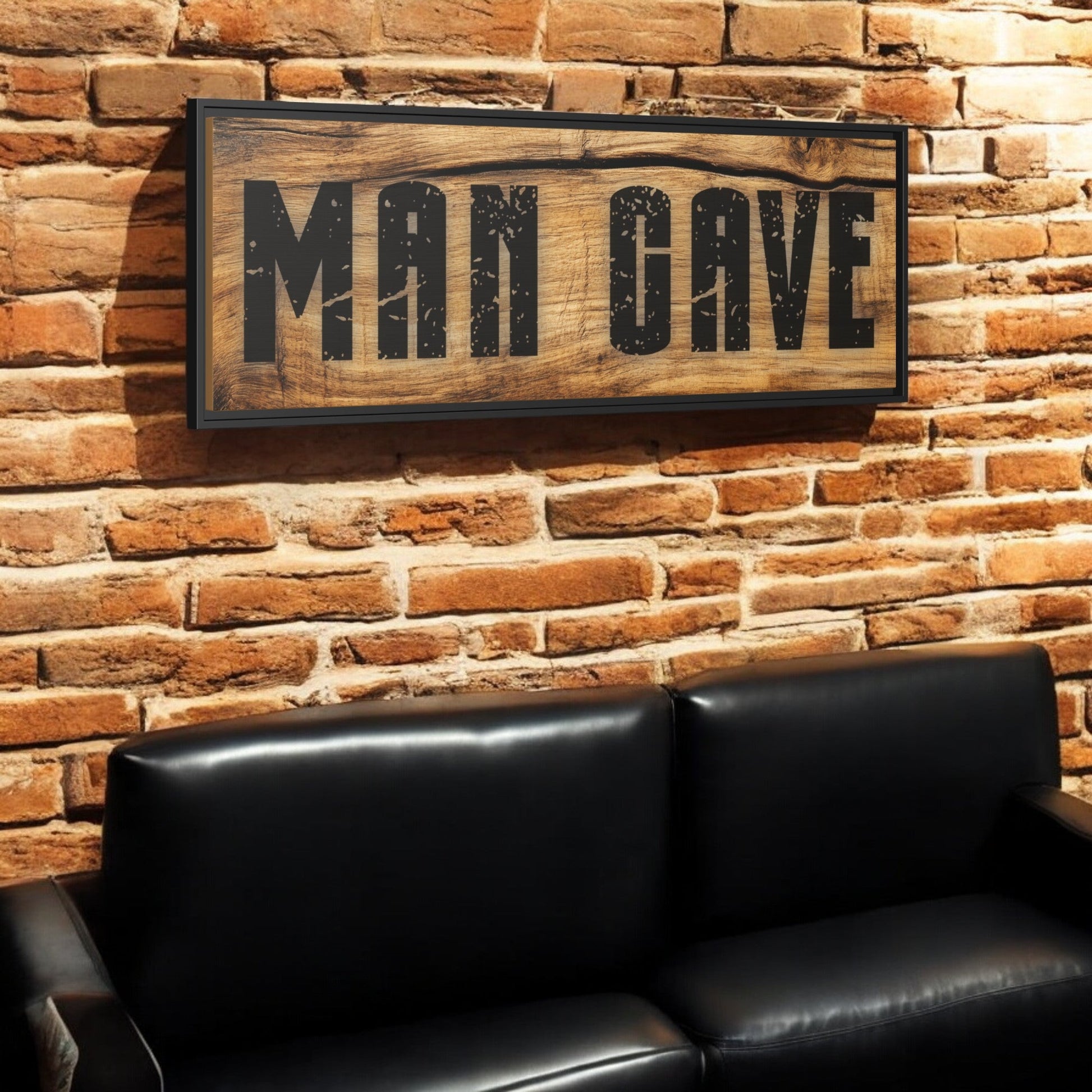 Man Cave Wood Design Framed Canvas - Cigar Style Co.