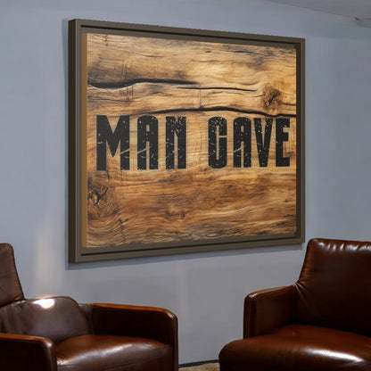 Man Cave Wood Design Framed Canvas - Cigar Style Co.