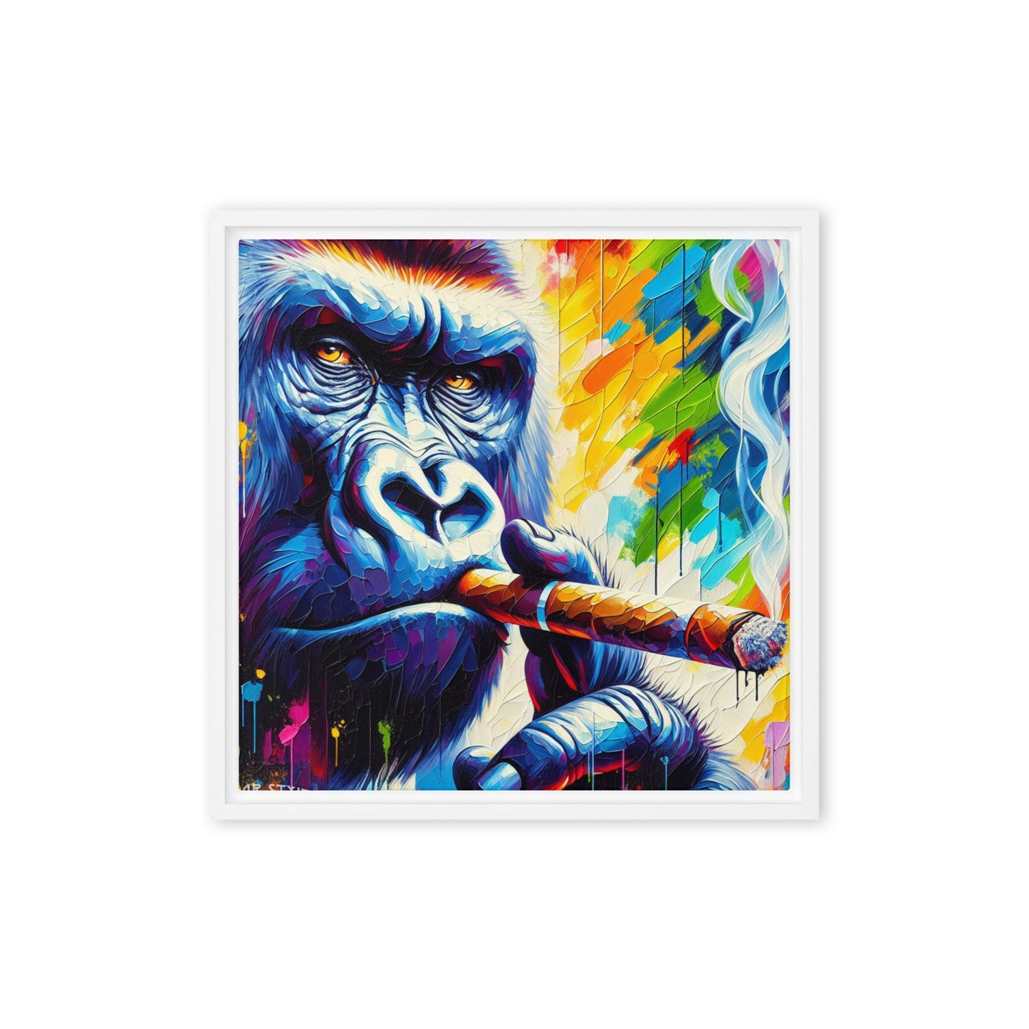 Motley Cigar Gorilla Framed Canvas - Cigar Style Wall Art - Cigar Style Co.