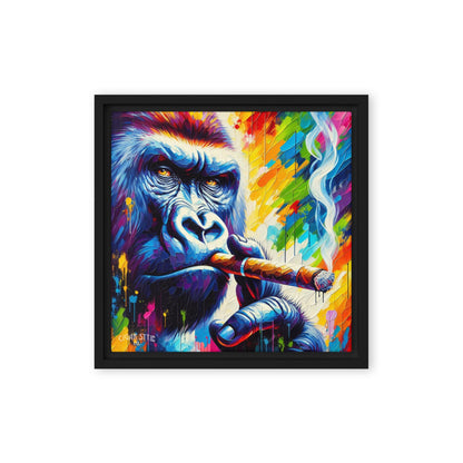 Motley Cigar Gorilla Framed Canvas - Cigar Style Wall Art - Cigar Style Co.