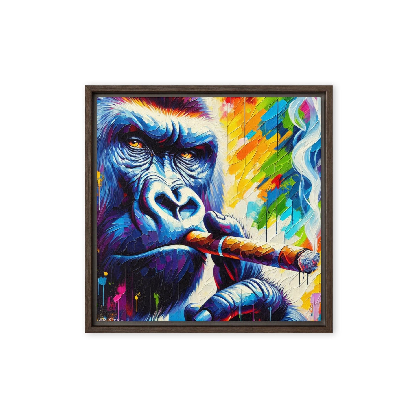 Motley Cigar Gorilla Framed Canvas - Cigar Style Wall Art - Cigar Style Co.