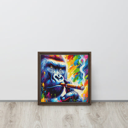 Motley Cigar Gorilla Framed Canvas - Cigar Style Wall Art - Cigar Style Co.