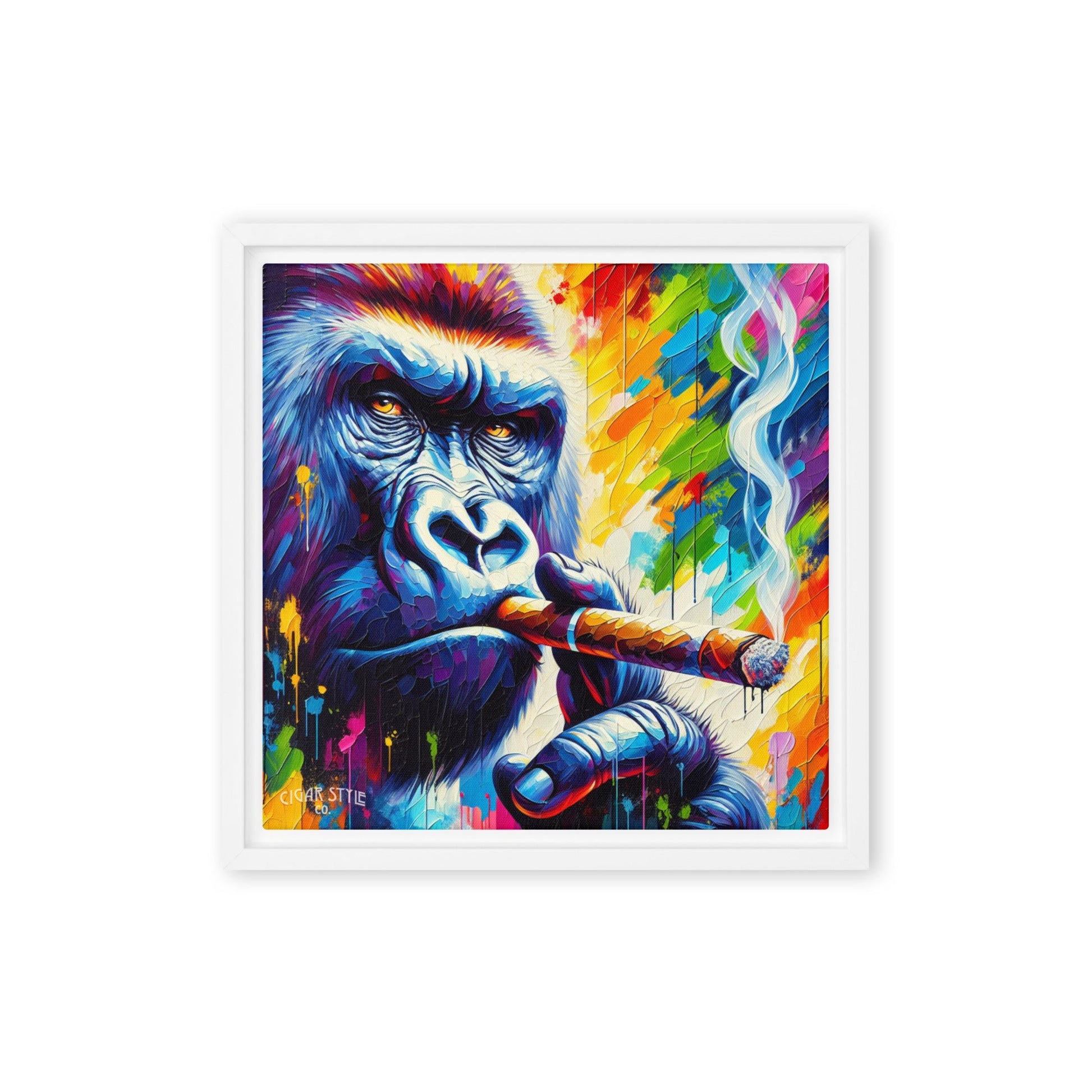 Motley Cigar Gorilla Framed Canvas - Cigar Style Wall Art - Cigar Style Co.